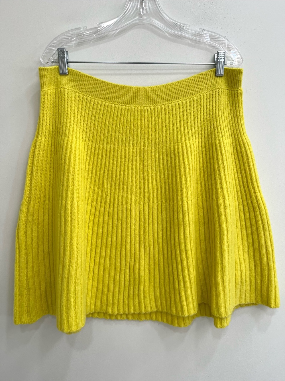 Anthropologie Maeve electric yellow funnel neck sweater mini skirt set wool yak - Picture 7 of 14